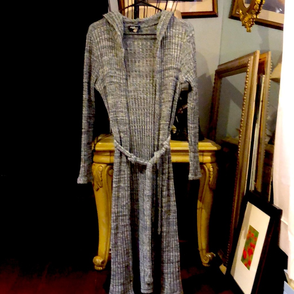 David Wayne Medium Long Sweater with Tie at Waist